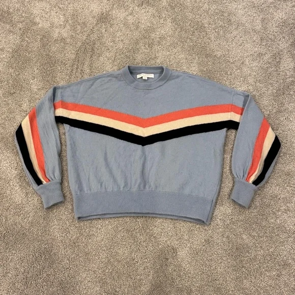 Spiritual Gangster Stripes Blue Block Party Sweater wool cashmere size XS EUC - Picture 4 of 11